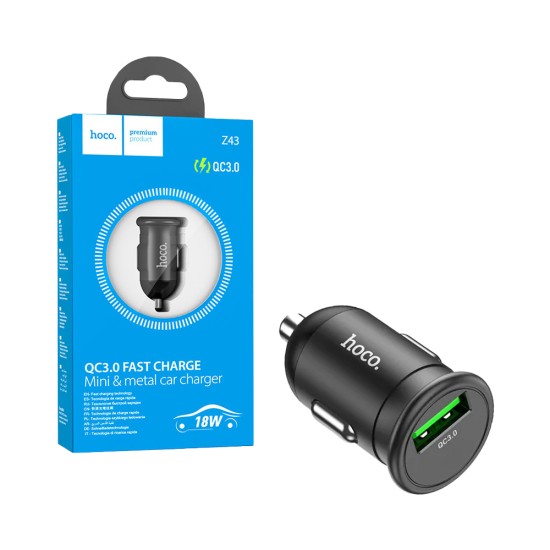 Hoco Car Charger Z43 Mighty 18W QC3.0 Black